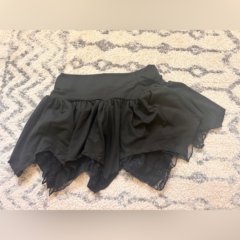Black Layered Skirt with Lace Trim NTW Size S